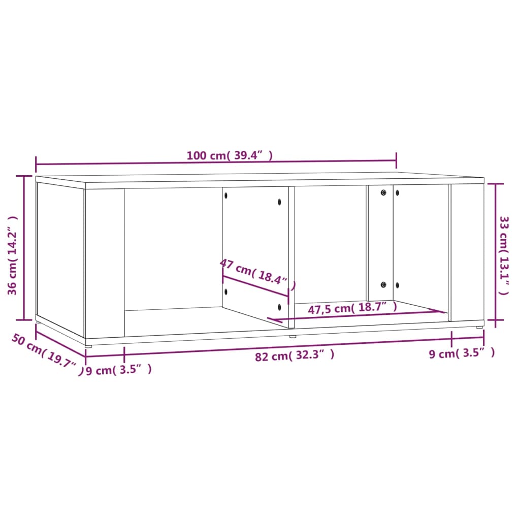 Coffee Table White 100x50x36 cm Engineered Wood