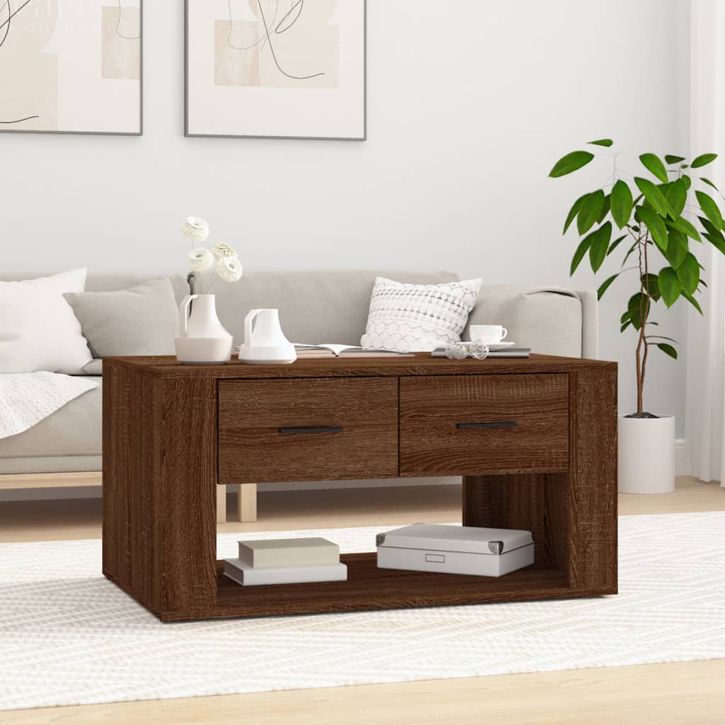 Coffee Table Brown Oak 80x50x40 cm Engineered Wood