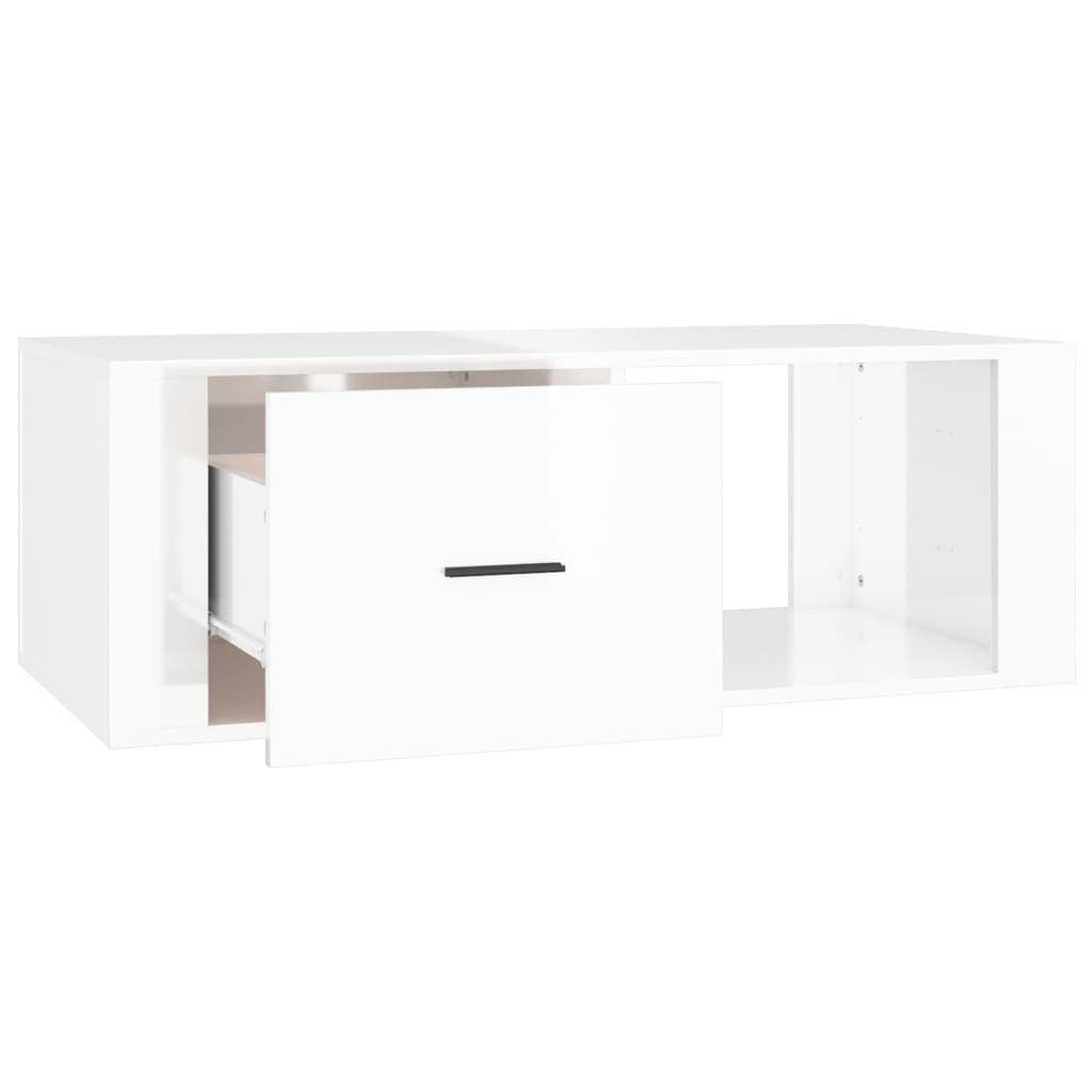 Coffee Table High Gloss White 100x50.5x35 cm Engineered Wood