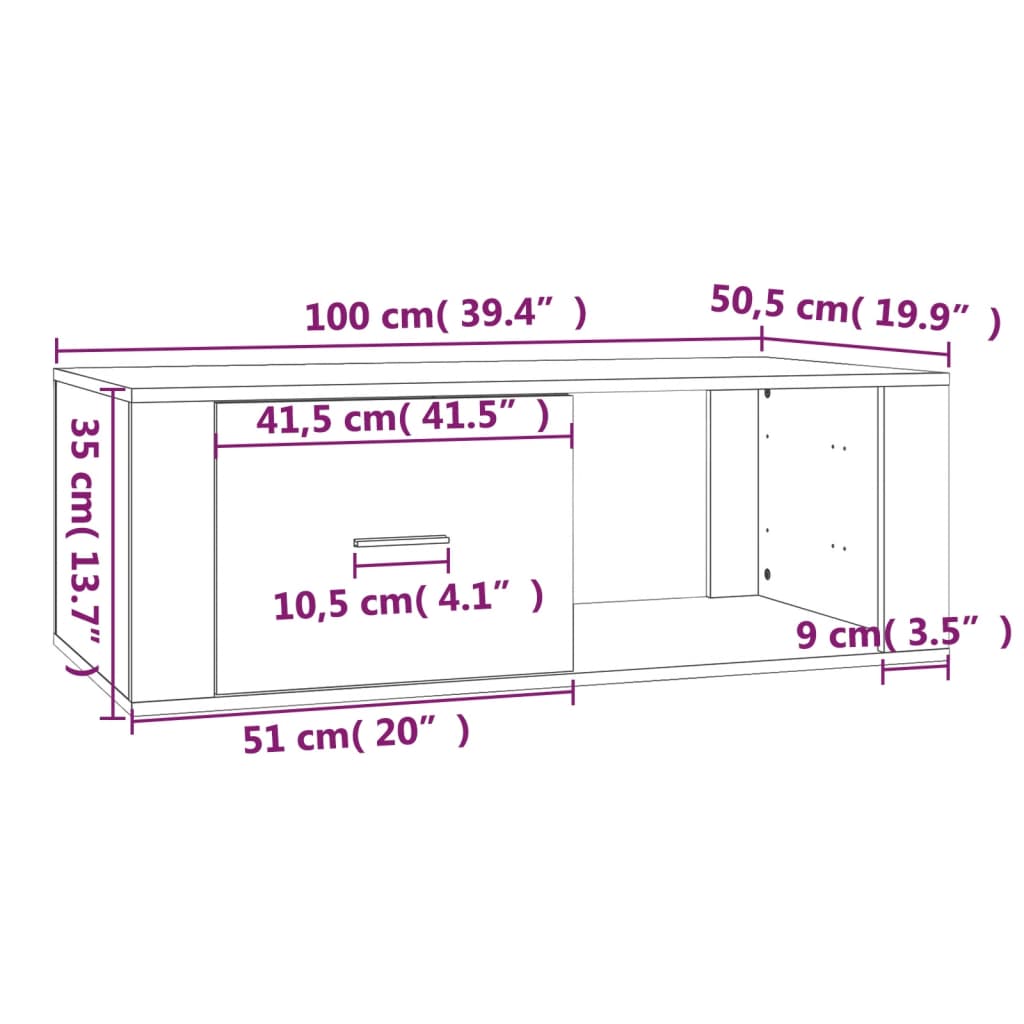 Coffee Table High Gloss White 100x50.5x35 cm Engineered Wood