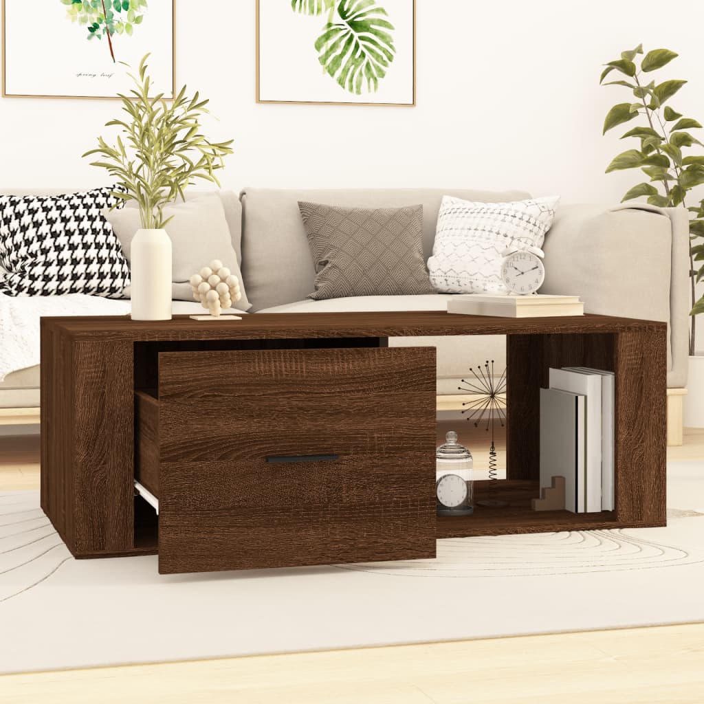 Coffee Table Brown Oak 100x50.5x35 cm Engineered Wood