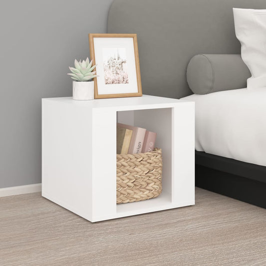 Bedside Table White 41x40x36 cm Engineered Wood