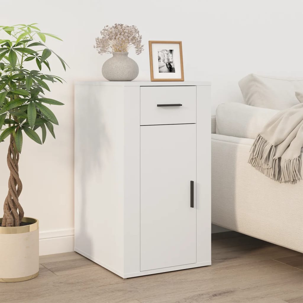 Desk Cabinet White 40x49x75 cm Engineered Wood