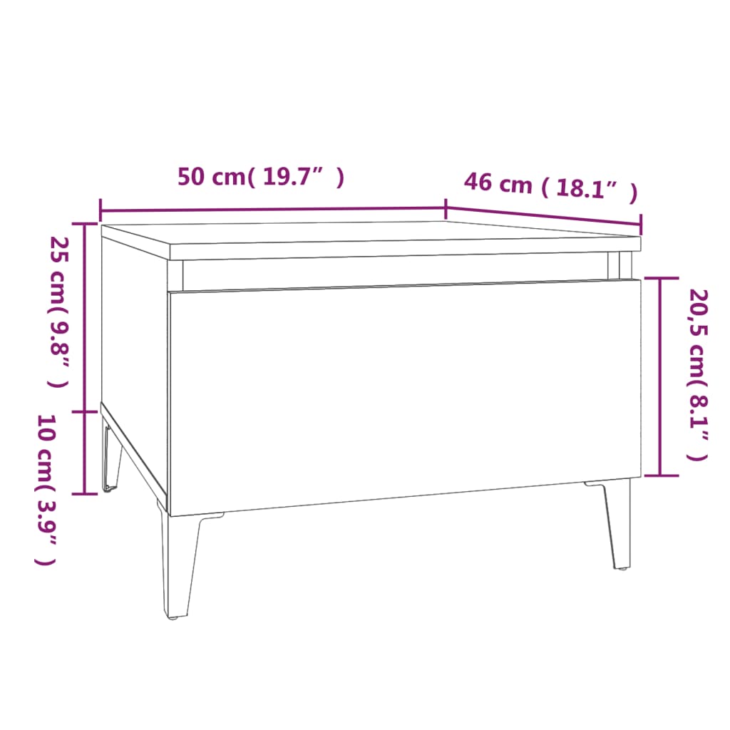 Side Table Black 50x46x35 cm Engineered Wood