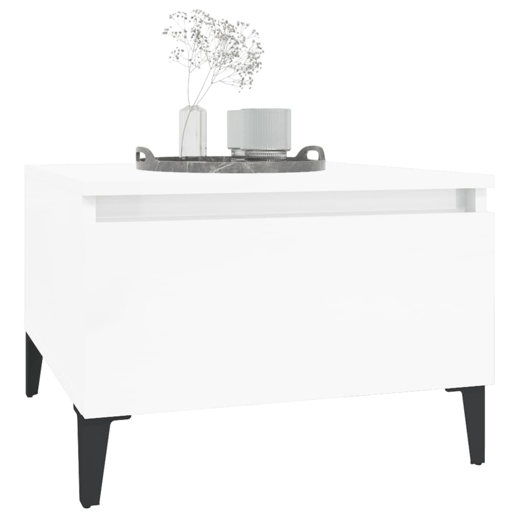 Side Table High Gloss White 50x46x35 cm Engineered Wood