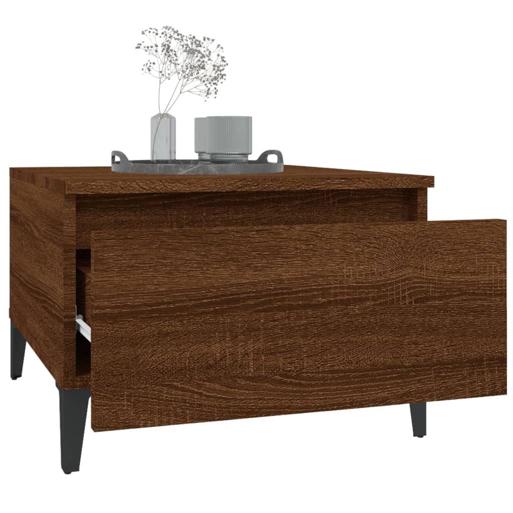 Side Table Brown Oak 50x46x35 cm Engineered Wood