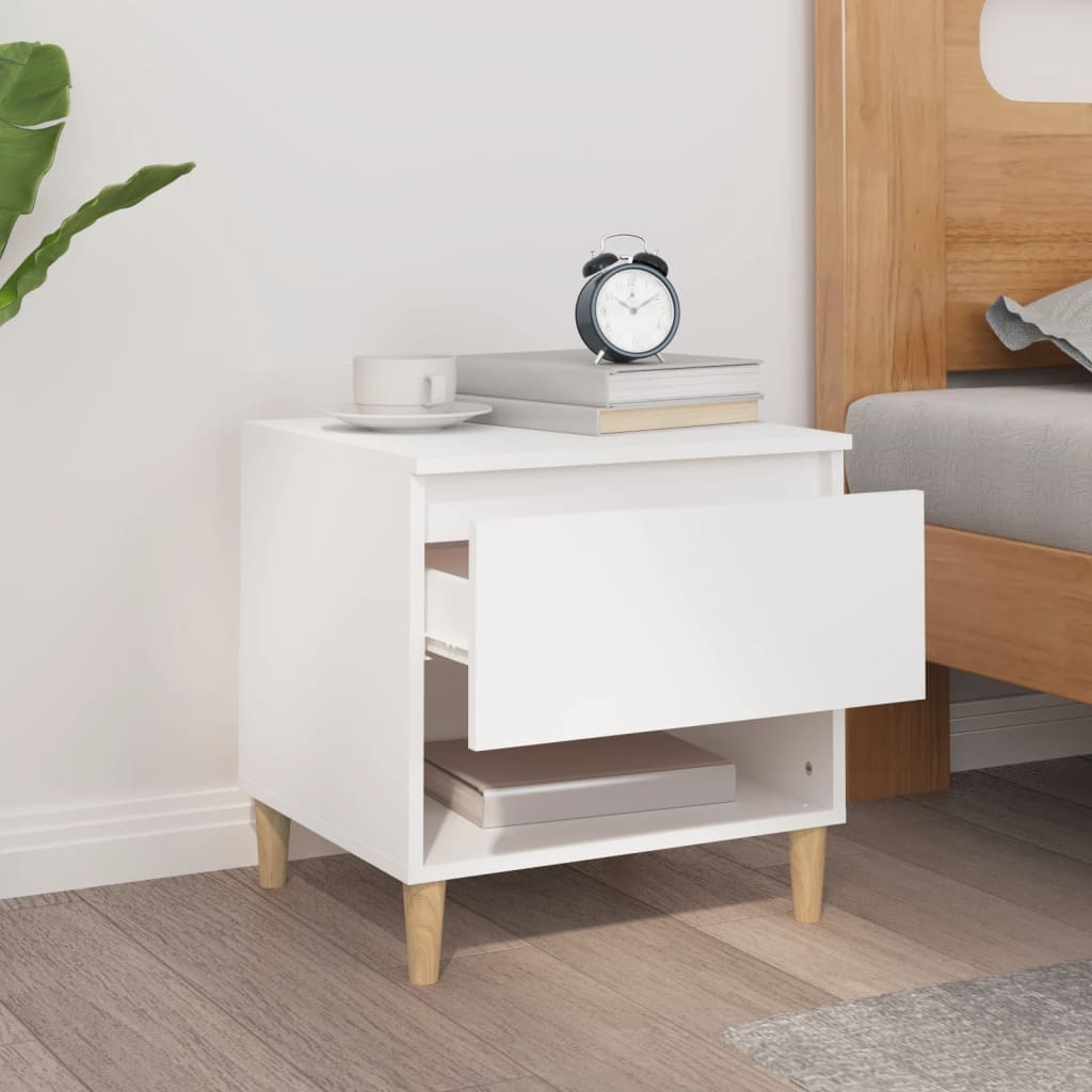 Bedside Table White 50x46x50 cm Engineered Wood