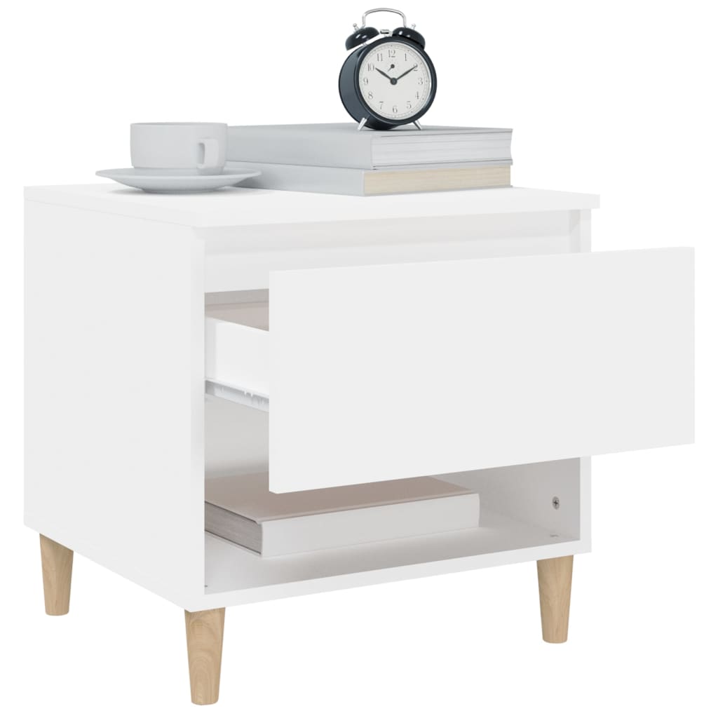 Bedside Table White 50x46x50 cm Engineered Wood