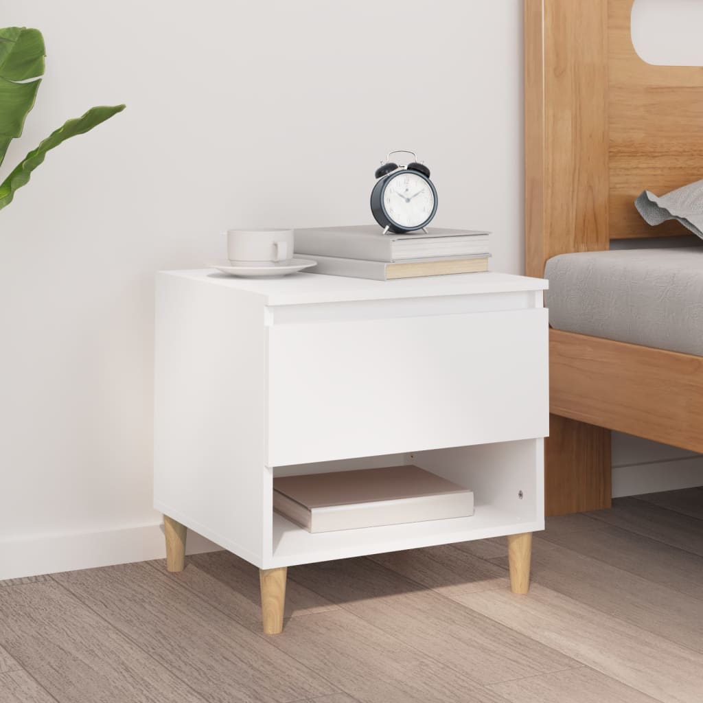 Bedside Table White 50x46x50 cm Engineered Wood