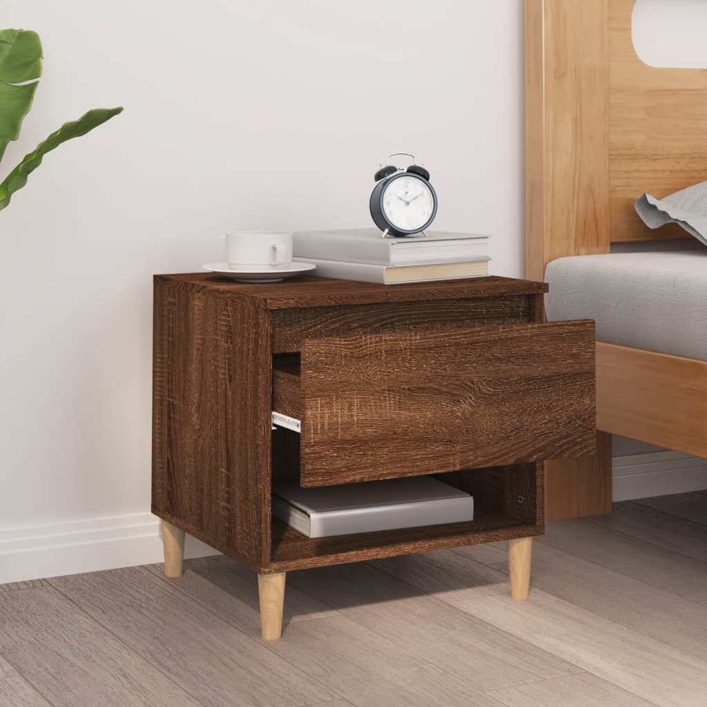 Bedside Table Brown Oak 50x46x50 cm Engineered Wood