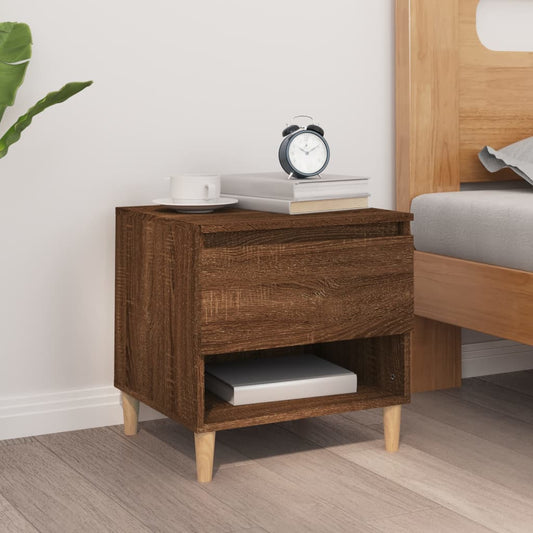 Bedside Table Brown Oak 50x46x50 cm Engineered Wood