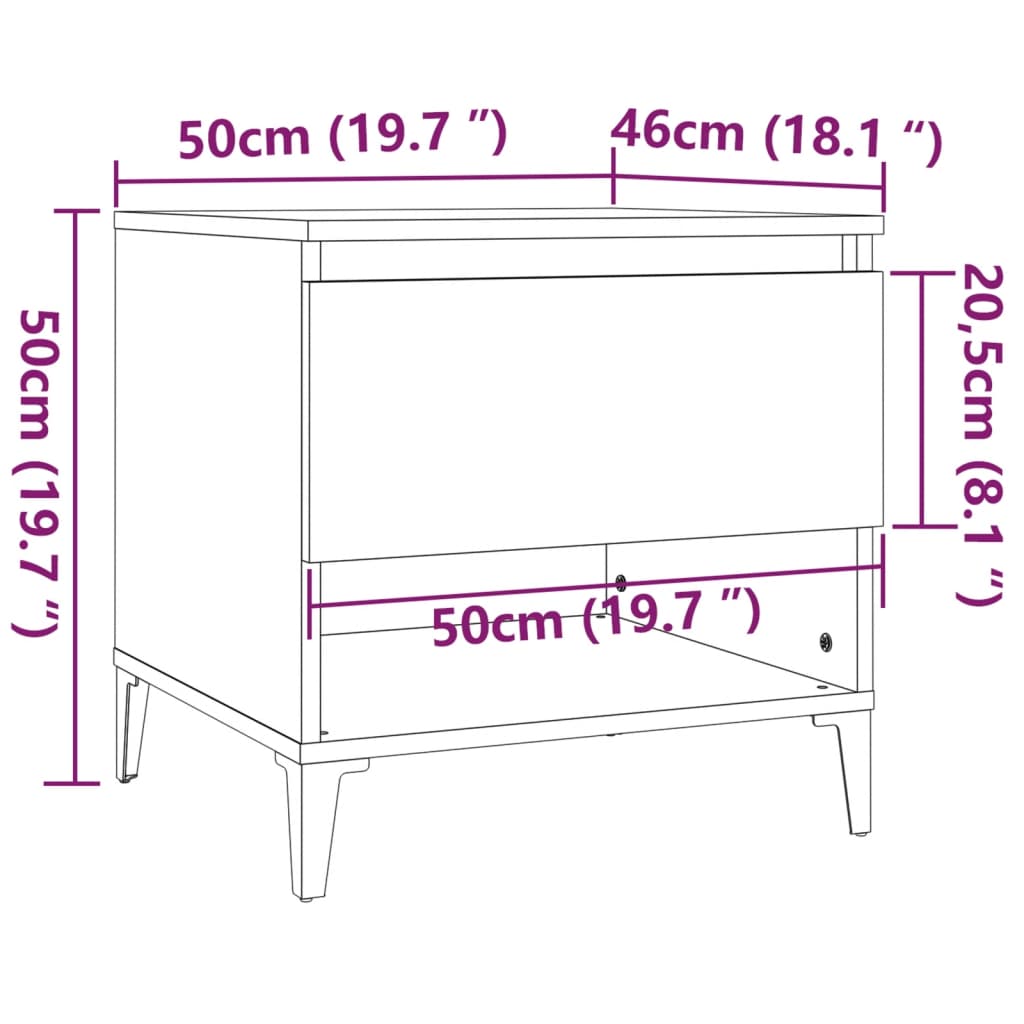 Side Table Black 50x46x50 cm Engineered Wood