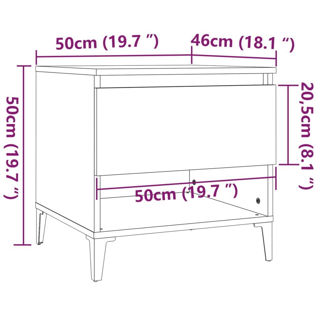 Side Tables 2 pcs Black 50x46x50 cm Engineered Wood