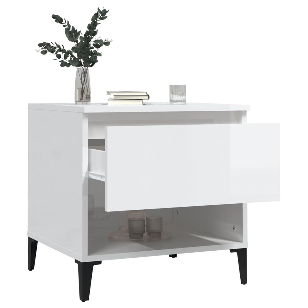 Side Tables 2 pcs High Gloss White 50x46x50 cm Engineered Wood