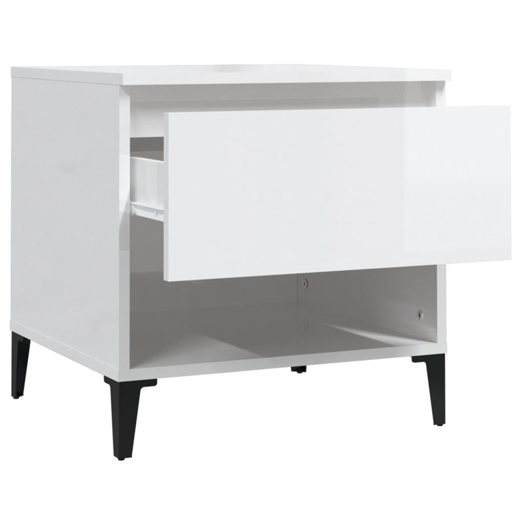 Side Tables 2 pcs High Gloss White 50x46x50 cm Engineered Wood