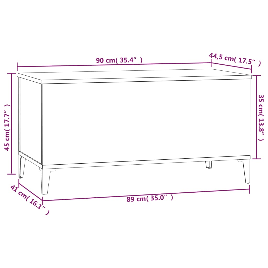 Coffee Table High Gloss White 90x44.5x45 cm Engineered Wood