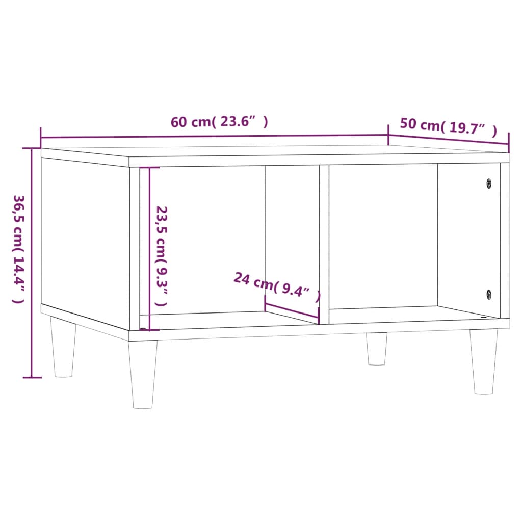 Coffee Table White 60x50x36.5 cm Engineered Wood