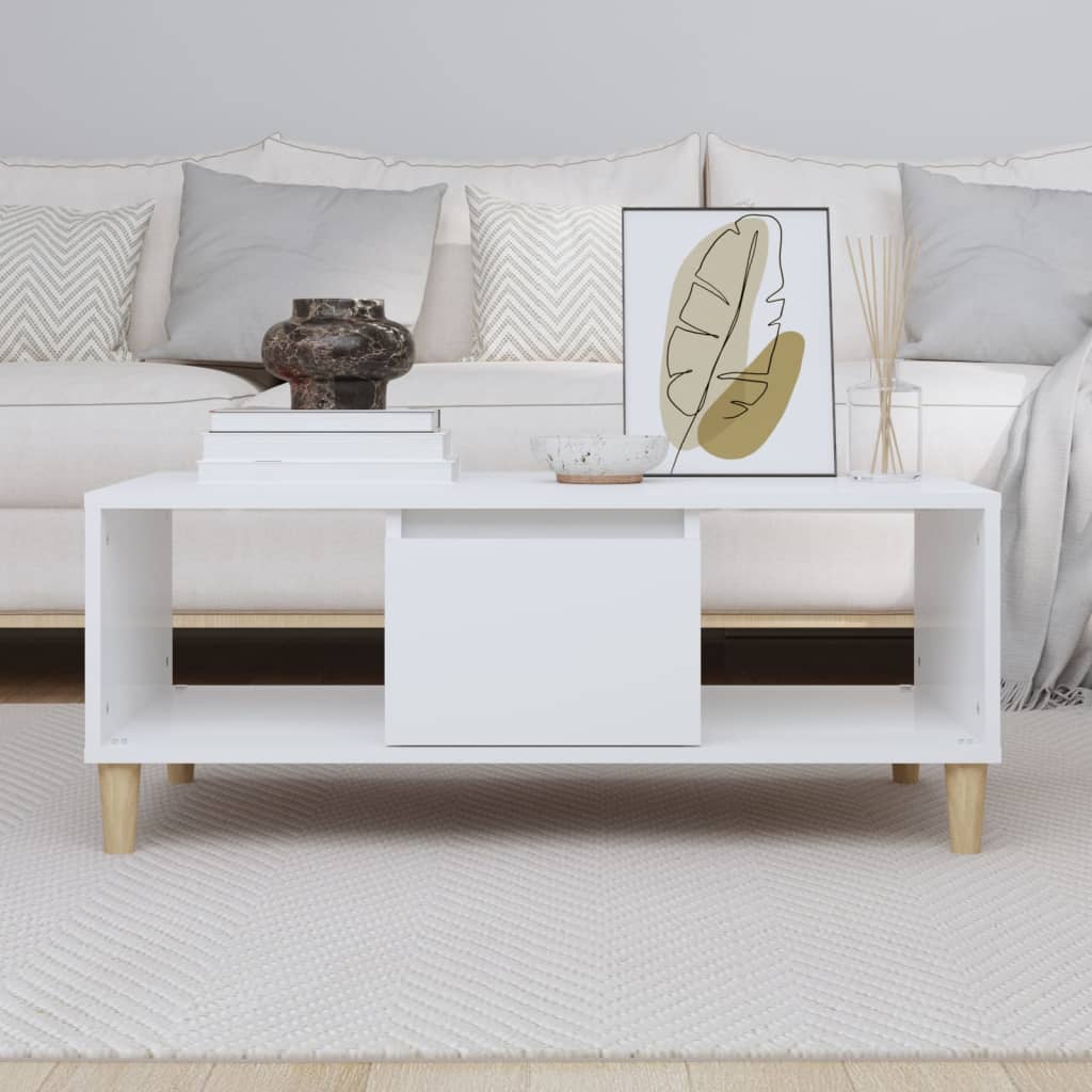 Coffee Table White 90x50x36.5 cm Engineered Wood