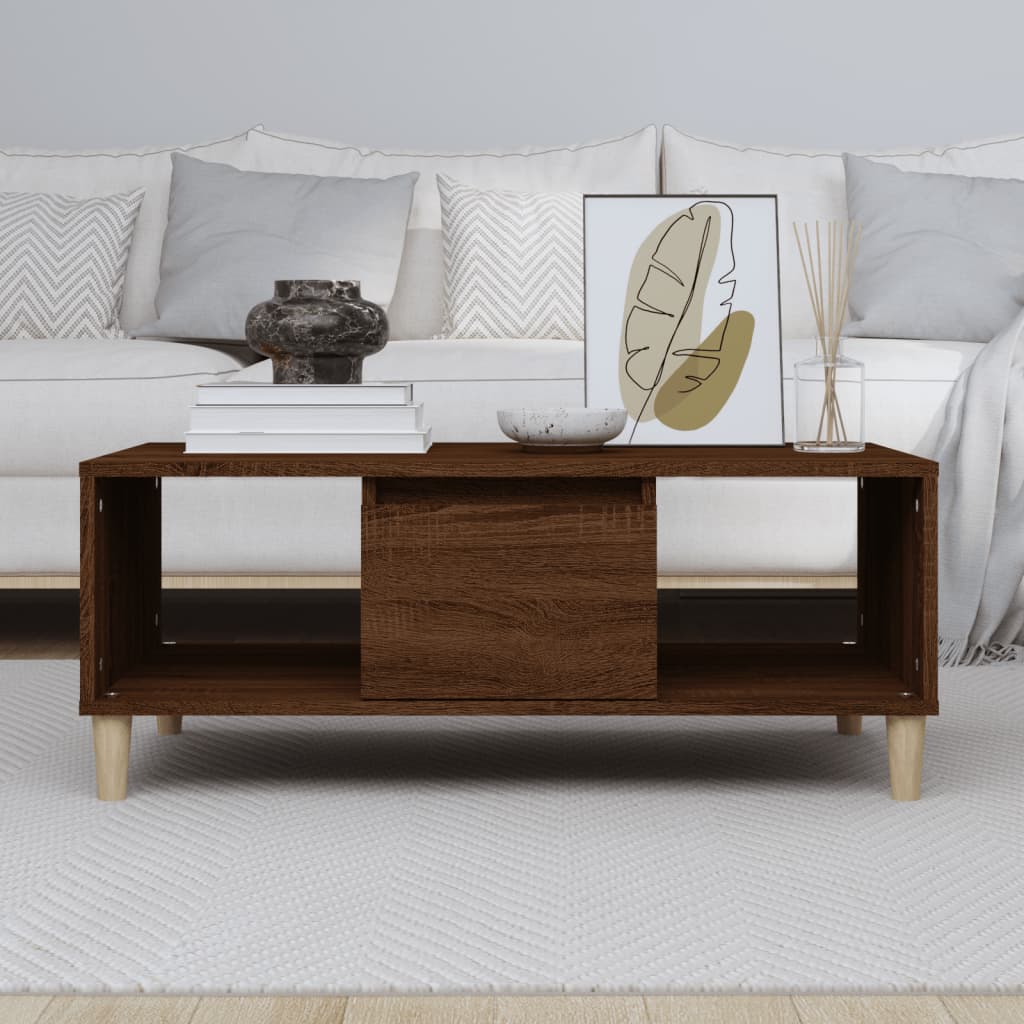 Coffee Table Brown Oak 90x50x36.5 cm Engineered Wood