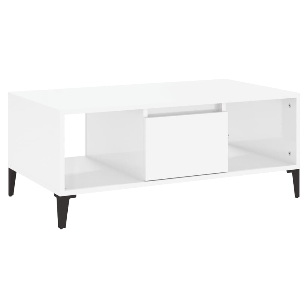 Coffee Table High Gloss White 90x50x36.5 cm Engineered Wood