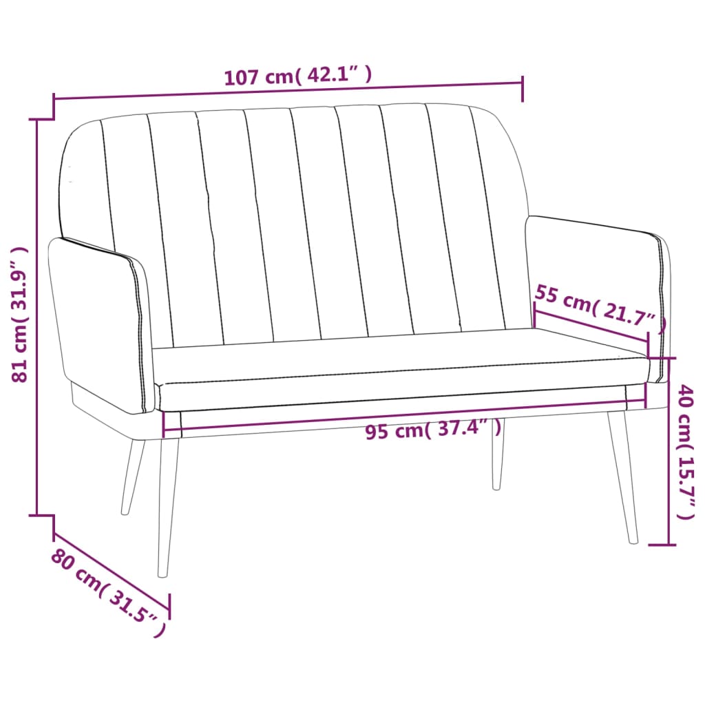 Bench Black 107x80x81 cm Faux Leather