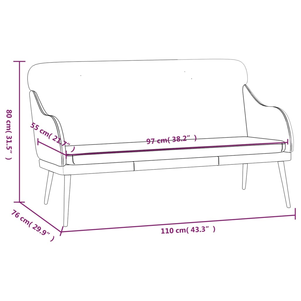 Bench Black 110x76x80 cm Faux Leather