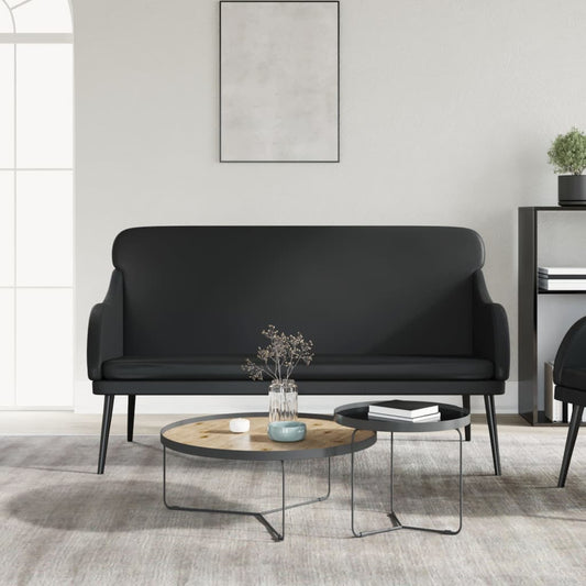 Bench Black 110x76x80 cm Faux Leather