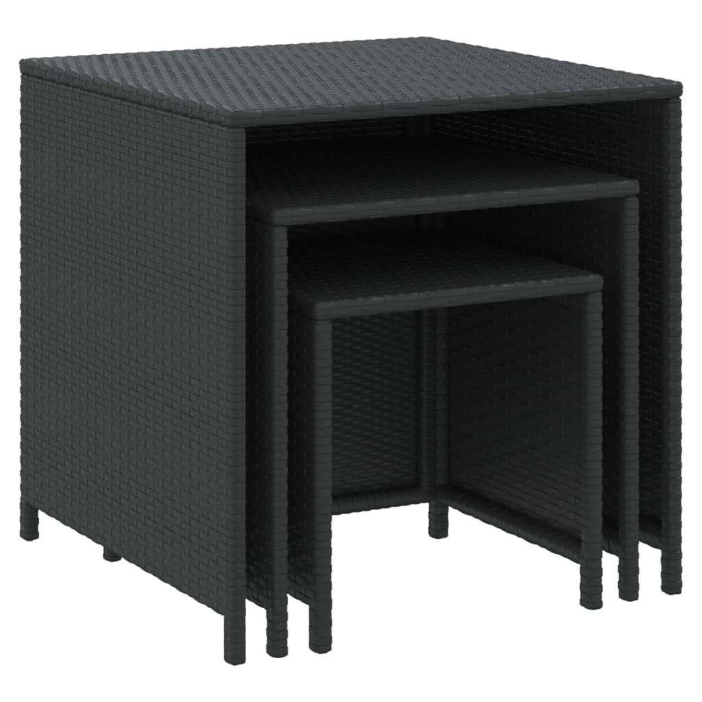 Nesting Tables 3 pcs Black Poly Rattan