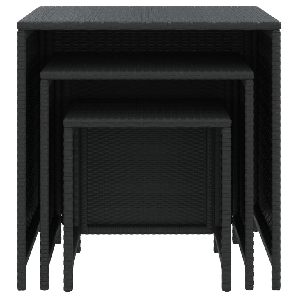 Nesting Tables 3 pcs Black Poly Rattan