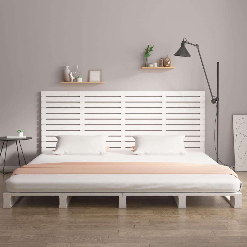 Wall Headboard White 156x3x91.5 cm Solid Wood Pine