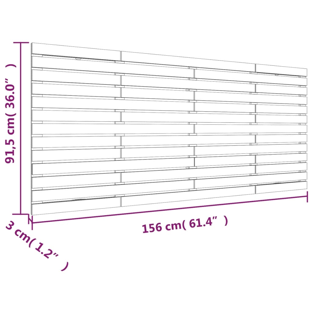 Wall Headboard White 156x3x91.5 cm Solid Wood Pine