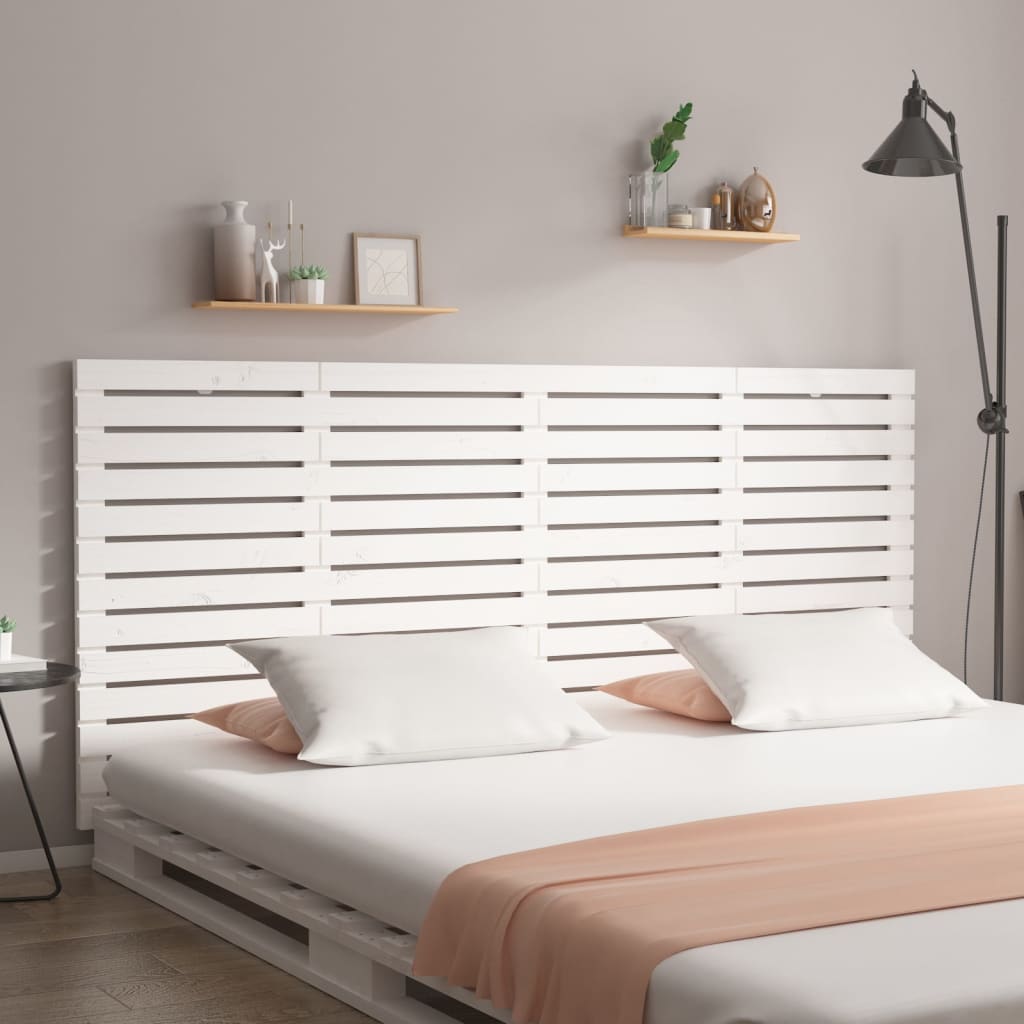 Wall Headboard White 156x3x91.5 cm Solid Wood Pine