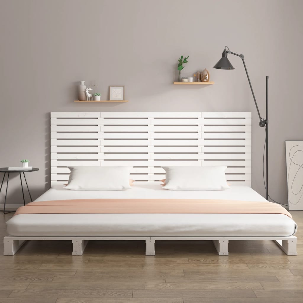 Wall Headboard White 186x3x91.5 cm Solid Wood Pine