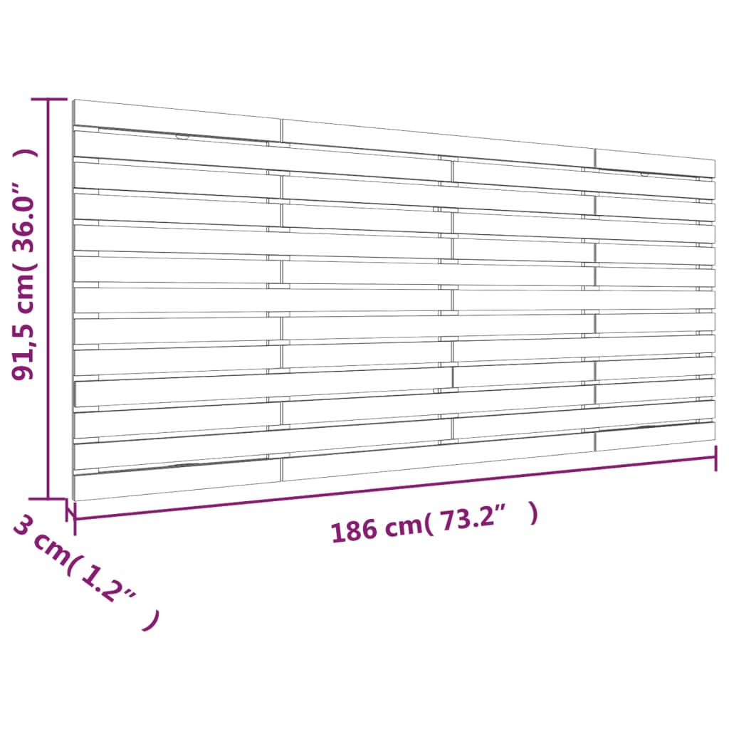 Wall Headboard White 186x3x91.5 cm Solid Wood Pine