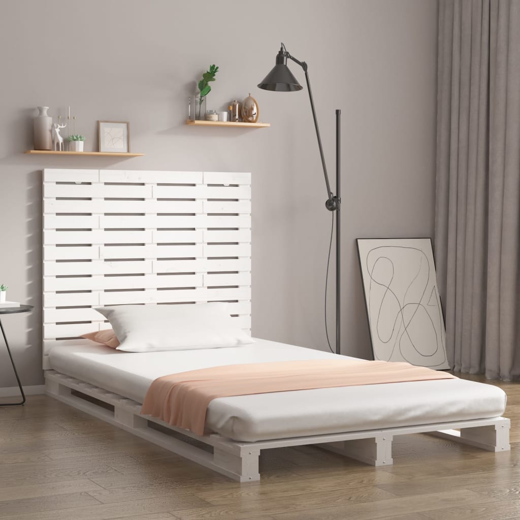 Wall Headboard White 141x3x91.5 cm Solid Wood Pine