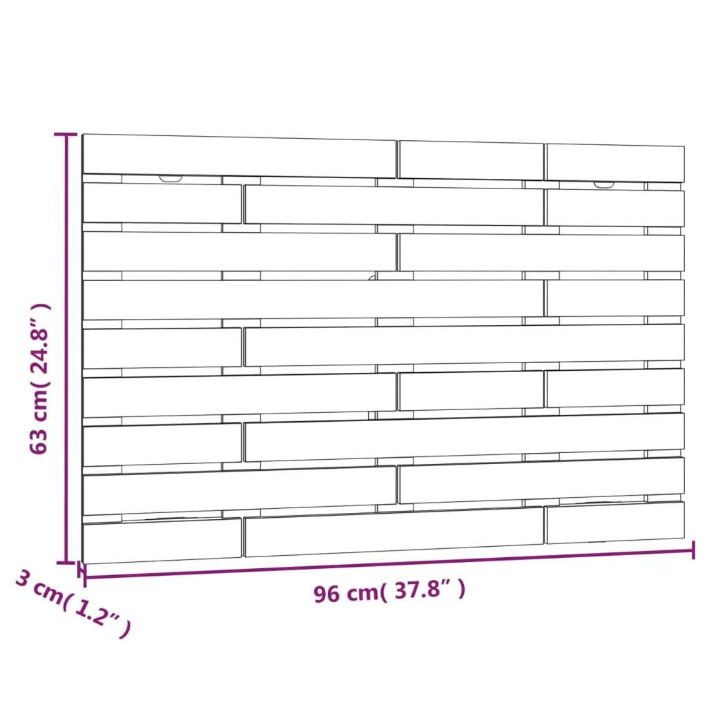 Wall Headboard White 96x3x63 cm Solid Wood Pine