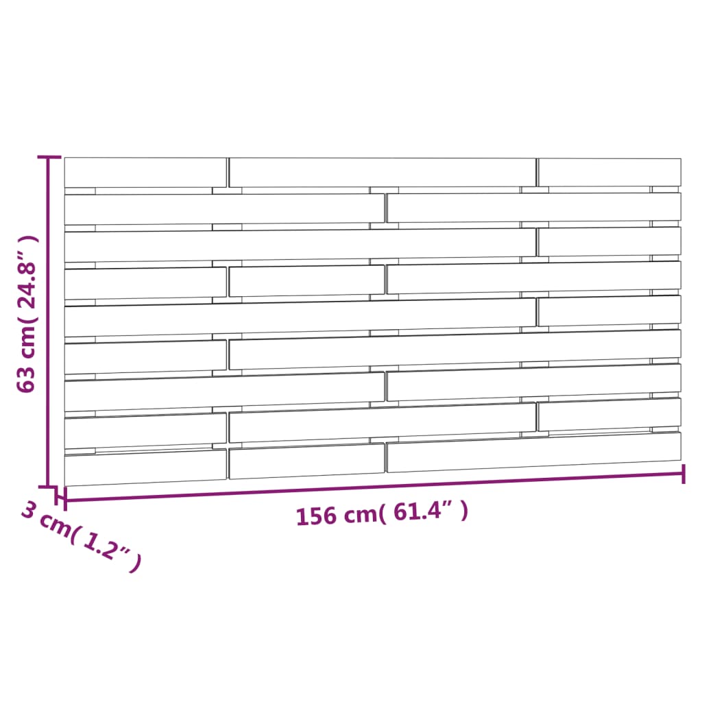 Wall Headboard Black 156x3x63 cm Solid Wood Pine