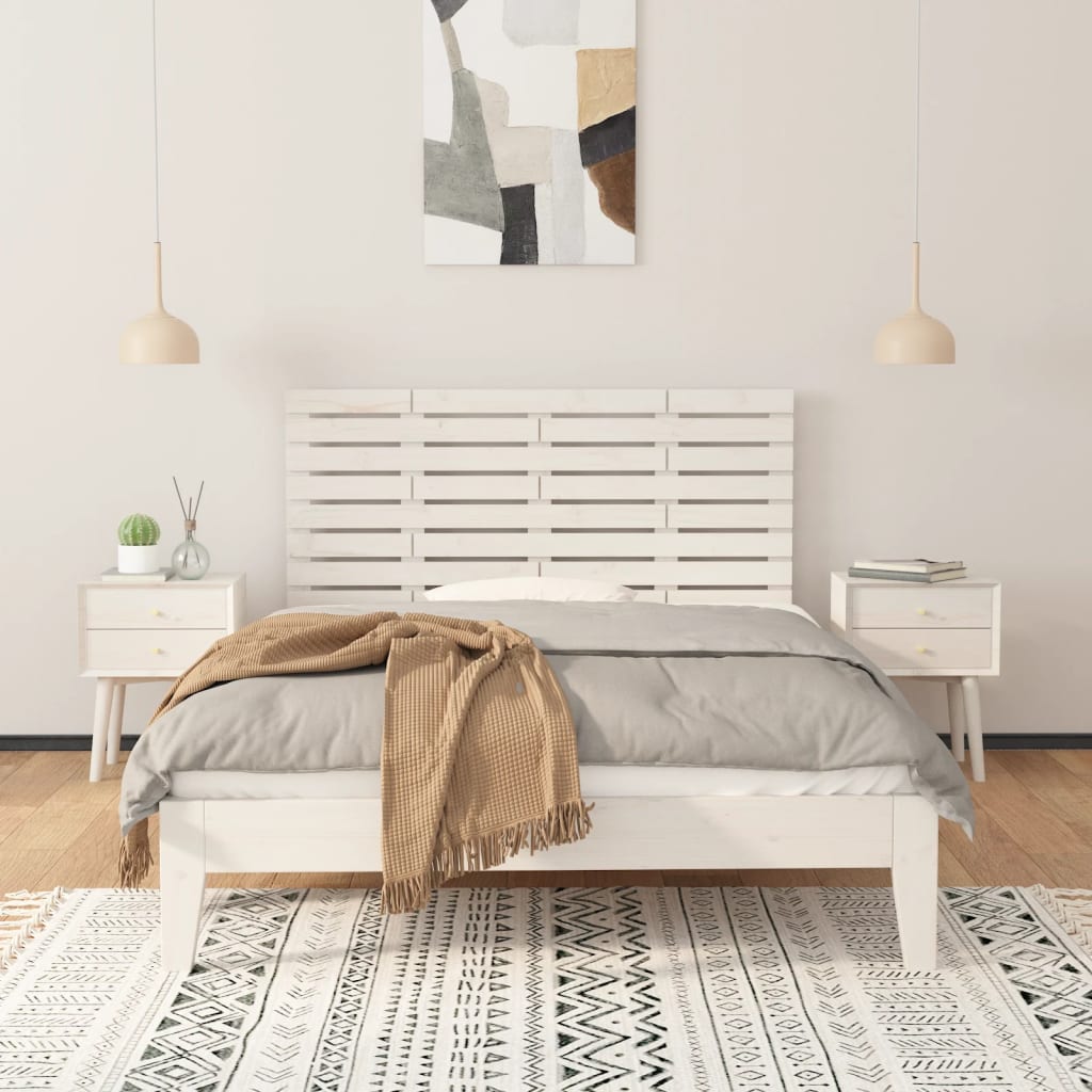 Wall Headboard White 141x3x63 cm Solid Wood Pine