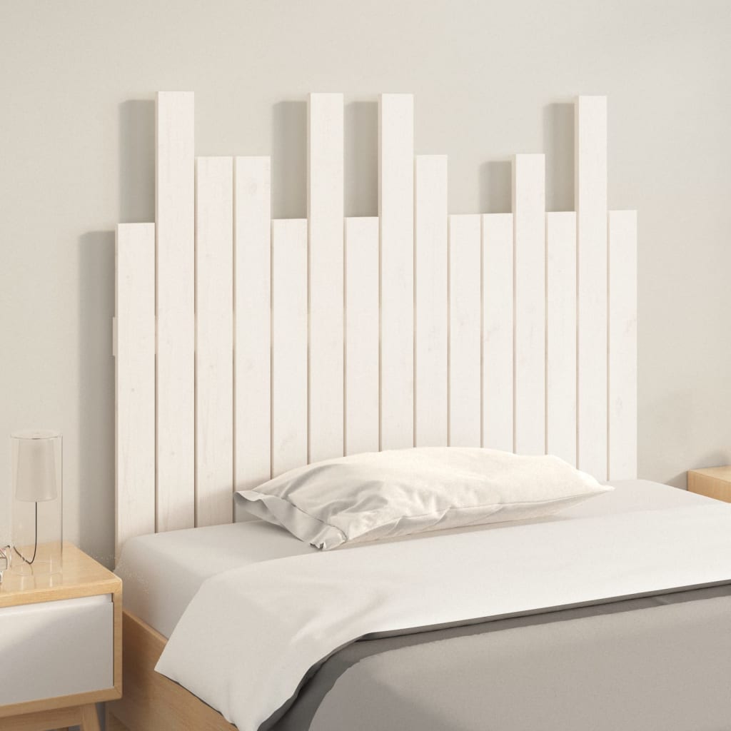 Wall Headboard White 95.5x3x80 cm Solid Wood Pine