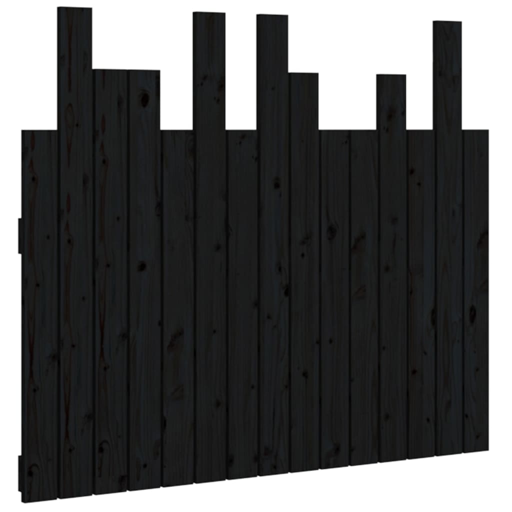 Wall Headboard Black 95.5x3x80 cm Solid Wood Pine