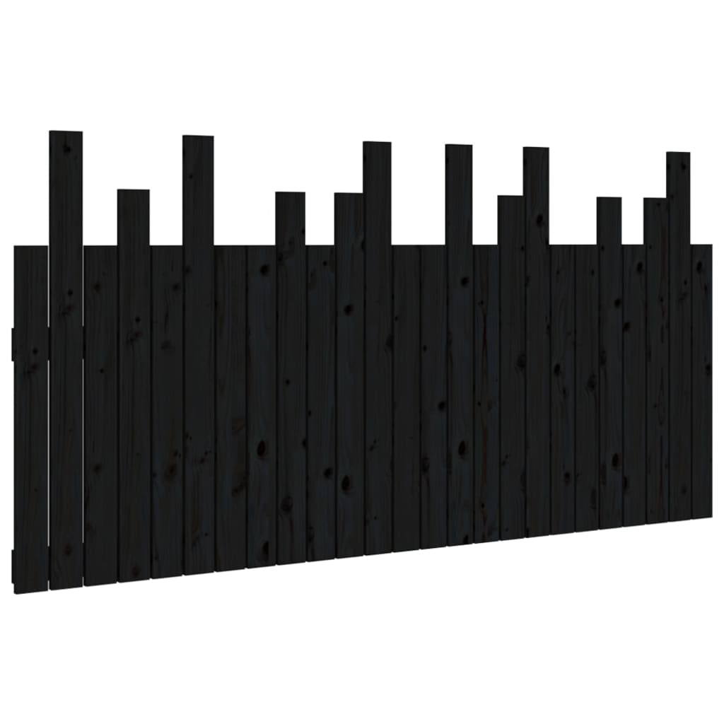 Wall Headboard Black 159.5x3x80 cm Solid Wood Pine