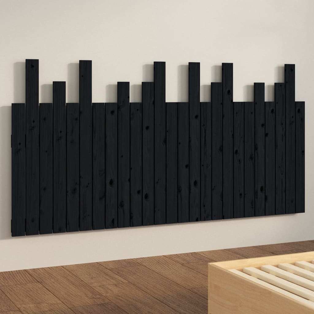 Wall Headboard Black 159.5x3x80 cm Solid Wood Pine