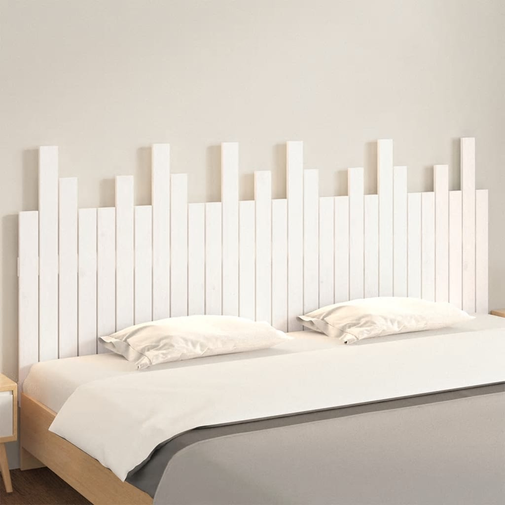 Wall Headboard White 185x3x80 cm Solid Wood Pine