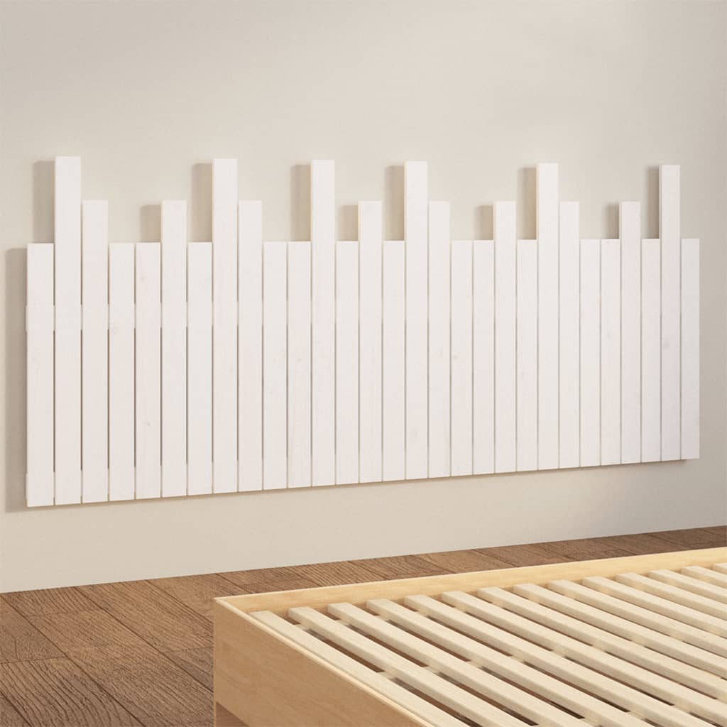 Wall Headboard White 185x3x80 cm Solid Wood Pine