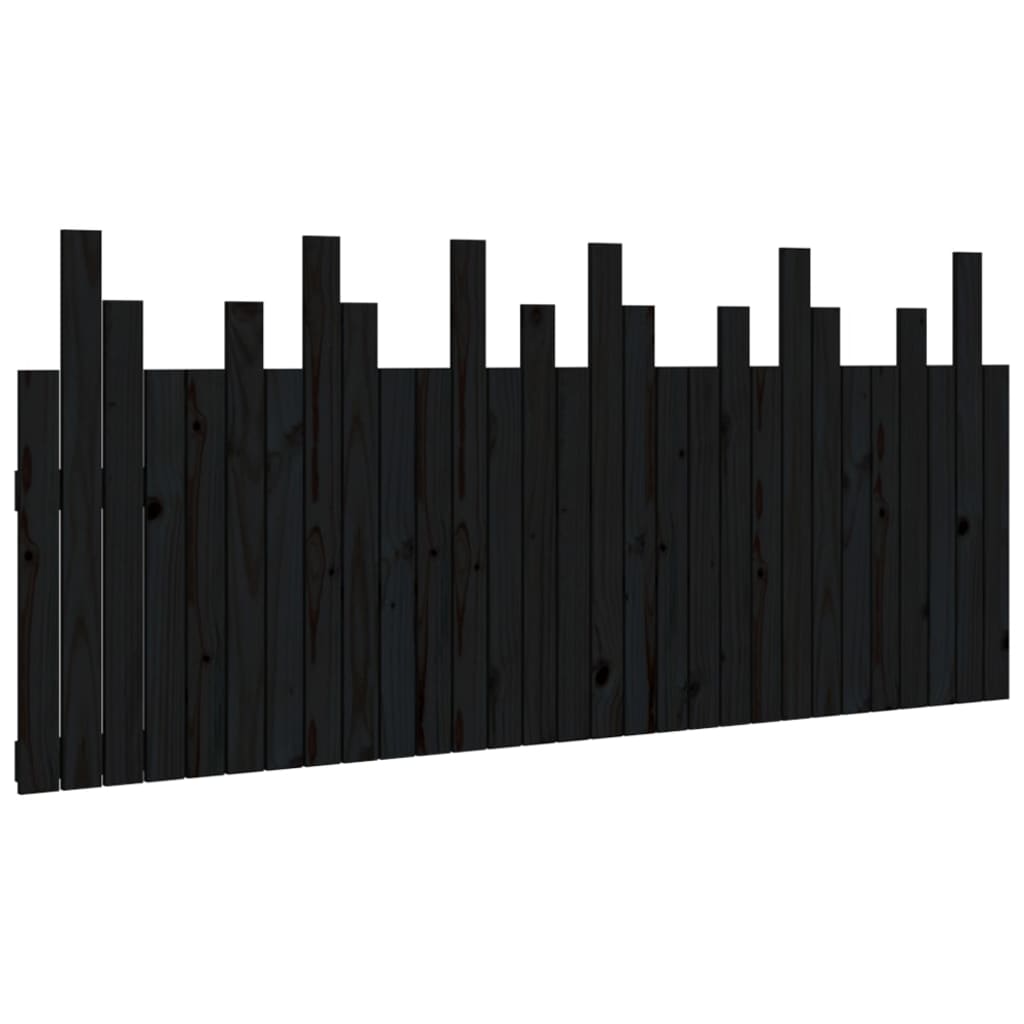 Wall Headboard Black 185x3x80 cm Solid Wood Pine