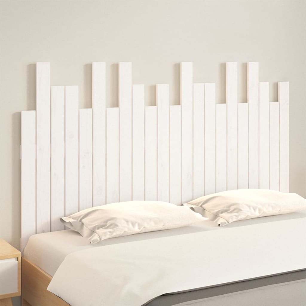 Wall Headboard White 140x3x80 cm Solid Wood Pine