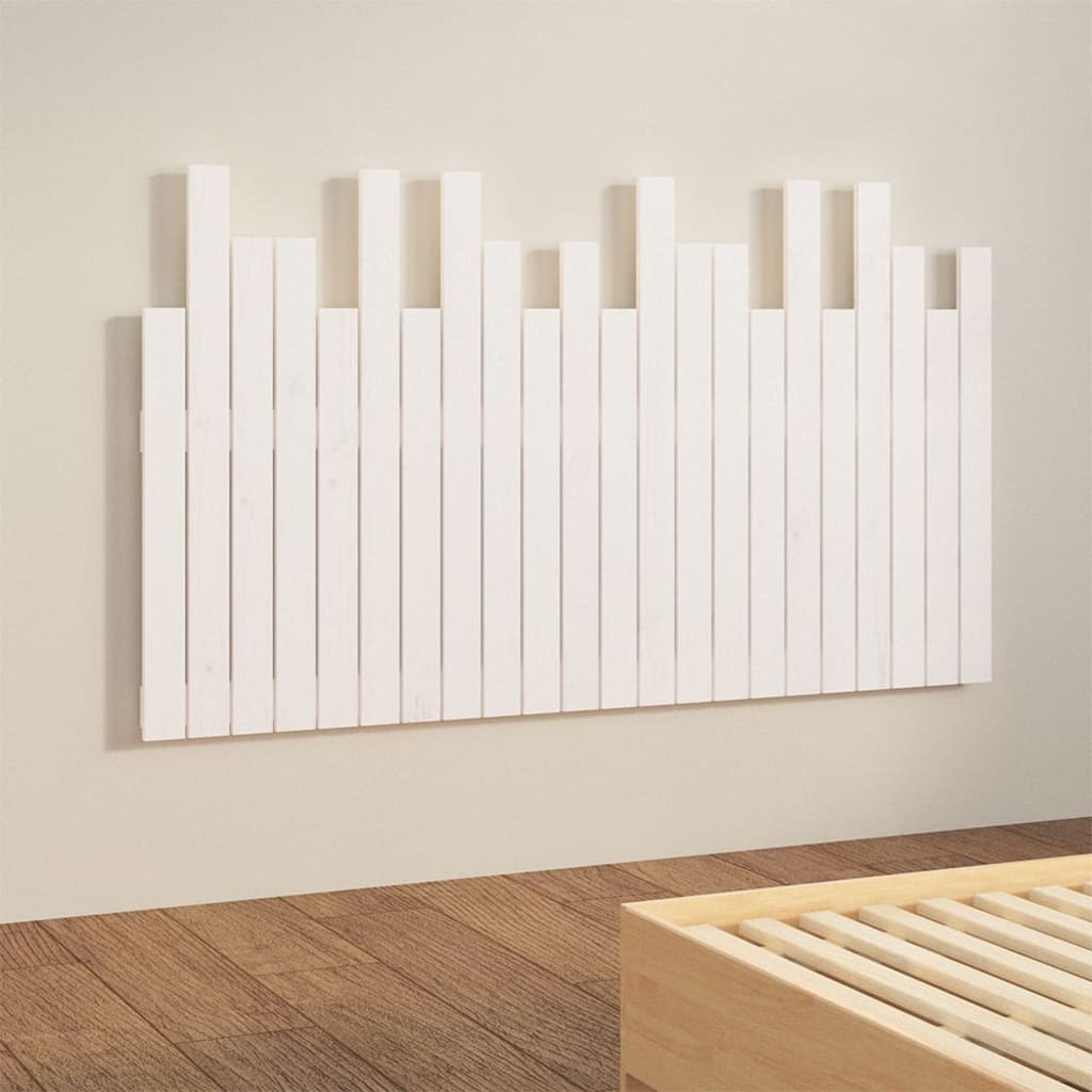 Wall Headboard White 140x3x80 cm Solid Wood Pine