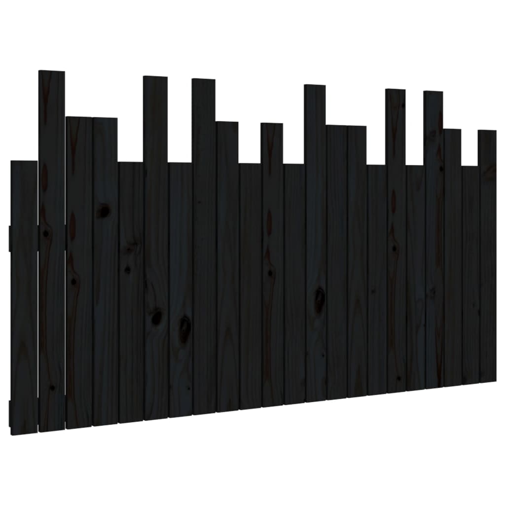 Wall Headboard Black 140x3x80 cm Solid Wood Pine