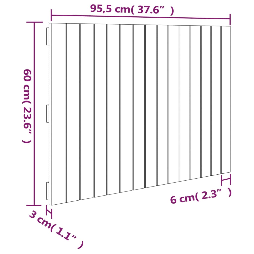 Wall Headboard 95.5x3x60 cm Solid Wood Pine