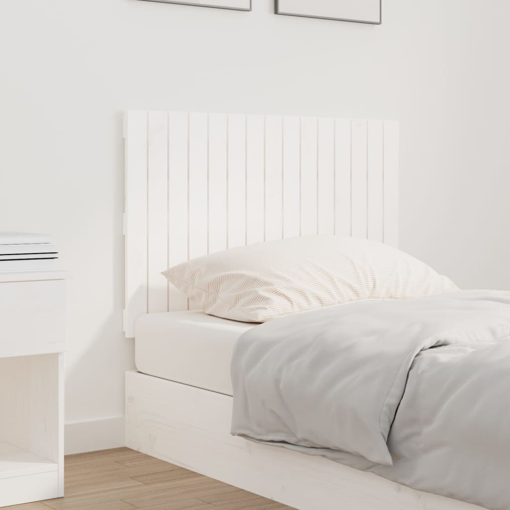 Wall Headboard White 95.5x3x60 cm Solid Wood Pine